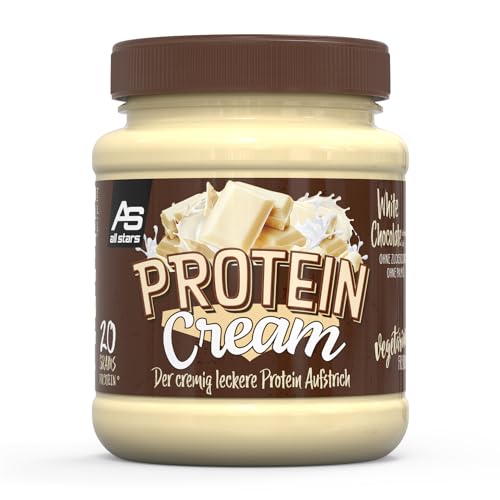 ALL STARS Protein Cream White Chocolate (330 g) – Der cremig leckere Protein Aufstrich ohne Zuckerzusatz & ohne Palmöl – 20% Whey Protein – High Protein Creme – Vegetarisch von All Stars