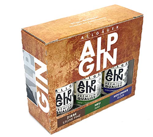 AlpGin 3er Probier-Set - Holunder, Heu und Zirbe je 50 ml AlpGin 3er Probier-Set - Holunder, Heu und Zirbe je 50 ml von Allgäu-Brennerei Werkstatt des puren Genusses
