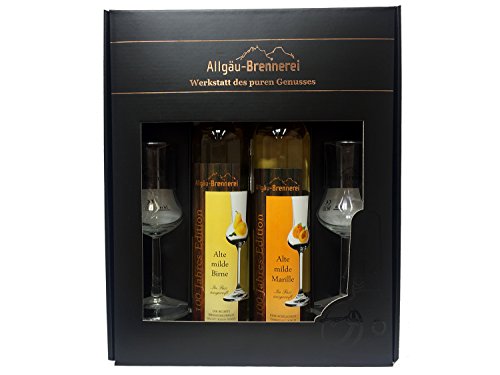 Allgäu-Brennerei Geschenk-Set "Alte Milde" - 2 x 350 ml und 2 x Schnapsglas 2cl Allgäu-Brennerei Geschenk-Set "Alte Milde" - 2 x 350 ml und 2 x Schnapsglas 2cl von Allgäu-Brennerei