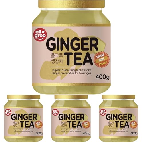 Allgroo Ingwer Tee — Ingwer Zubereitung für Tee oder als Brotaufstrich, vegan und glutenfrei (1 x 400 g) (Packung mit 4) von Allgroo