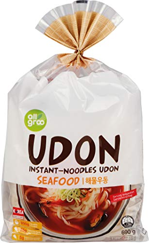 Allgroo Udon Instantnudeln - Meeresfrüchte, Udon Suppe würzig, aromatisch, schnelle Zubereitung - enthält 3 Portionen - 1 x 690 g von Allgroo