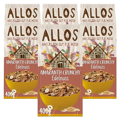 Allos Amaranth Crunchy Edelnuss | Bio Müsli | Nuss Müsli | Haferflocken | Frühstückscerealien | vegan | 6er Pack (6 x 400g) von Allos