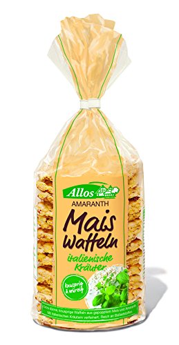 Allos Amaranth Mais Waffeln Italienische Kräuter, 6er Pack (6 x 100 g) von Allos