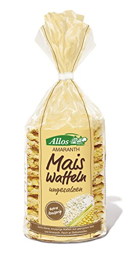 Allos Amaranth Mais Waffeln ungesalzen, 6er Pack (6 x 100 g) von Allos