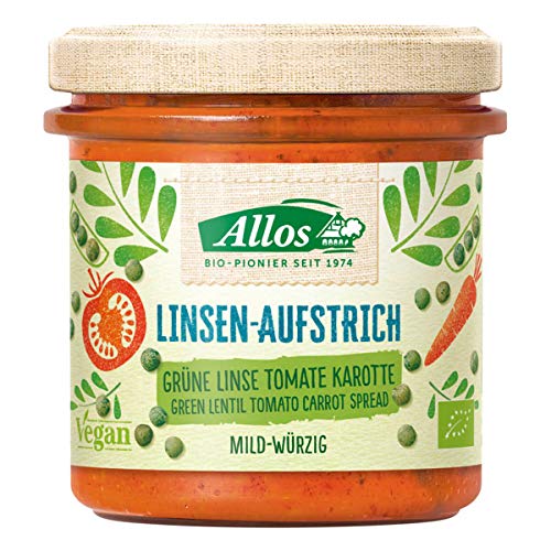 Allos Bio Linsen Aufstrich Grüne Linse Tomate Karotte (6 x 140 gr) von Allos