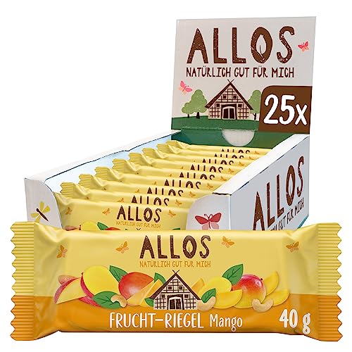 Allos Fruchtriegel Mango, Bio Riegel, Energie Riegel, Sportriegel, Vegan, 25 x 40g von Allos