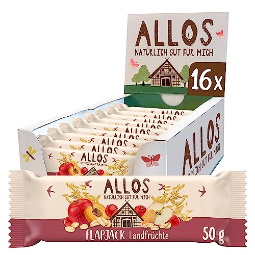 Allos Hafer Flapjack Landfrüchte, Bio Riegel, Energie Riegel, Sportriegel, Vegan, 16 x 50g von Allos