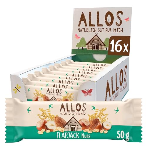 Allos Hafer Flapjack Nuss, Bio Riegel, Energieriegel, Sportriegel, 16 x 50g von Allos