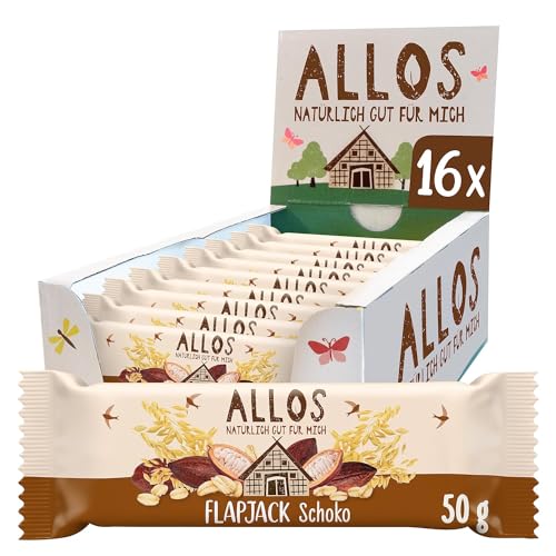 Allos Hafer Flapjack Schoko, Bio Riegel, Energieriegel, Sportriegel, Vegan, 16 x 50g von Allos