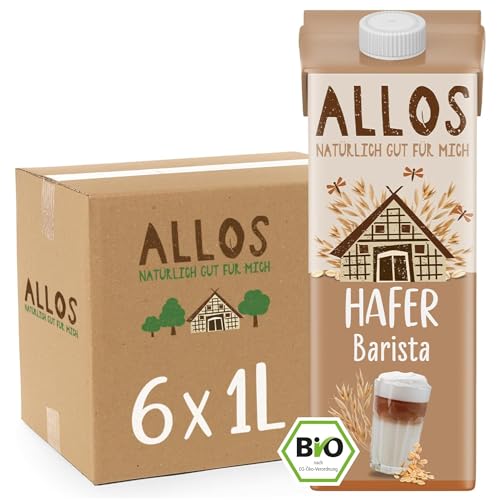 Allos Haferdrink Barista | Drink auf Pflanzenbasis | Hafer Drink | schäumbar | perfekt für Kaffee | Hafer | veganer Drink | laktosefrei | 1 Liter (6 Stück) von Allos