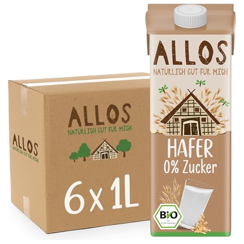 Allos Haferdrink ungesüßt | Drink auf Pflanzenbasis | veganer Drink | zuckerfrei | ohne Zucker | vegan | laktosefrei | 1 Liter (6 Stück) von Allos