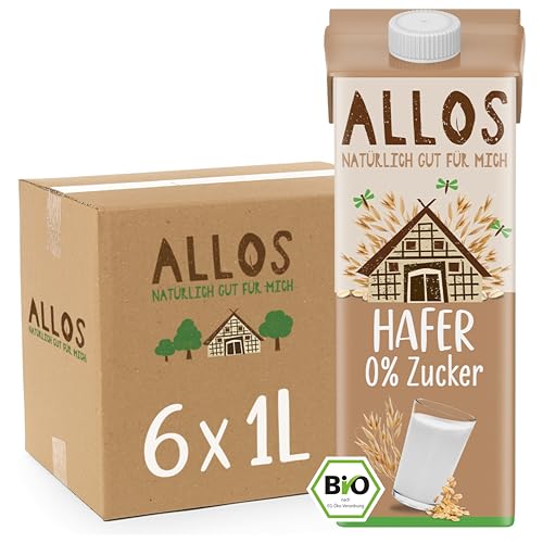 Allos Bio Haferdrink ungesüßt | Milchalternative aus Hafer | Drink auf Pflanzenbasis | veganer Drink | zuckerfrei | ohne Zucker | vegan | laktosefrei | 1 Liter (6 Stück) von Allos