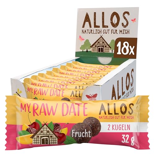 Allos My Raw Date Frucht, Bliss Balls, Energy Balls, 100% Bio, Vegan, 18 x 32g von Allos