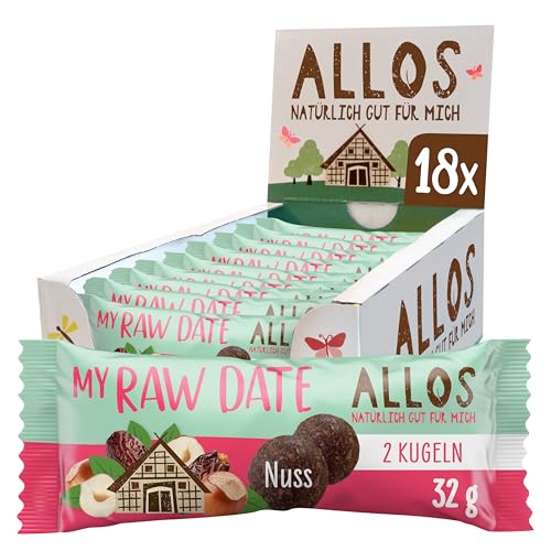 Allos My Raw Date Nuss 32g, Bliss Balls, Energy Balls, 100% Bio, Vegan, 18 x 32g von Allos