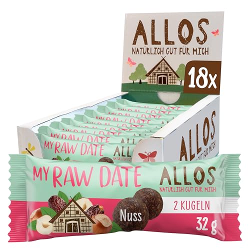 Allos My Raw Date Nuss 32g, Bliss Balls, Energy Balls, 100% Bio, Vegan, 18 x 32g von Allos