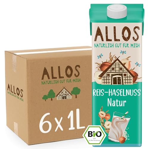 Allos Reis Haselnuss Drink | Drink auf Pflanzenbasis | veganer Drink | Haselnuss | vegan | laktosefrei | 1 Liter (6 Stück) von Allos