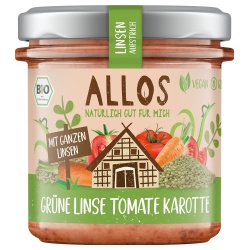 Brotaufstrich mit grünen Linsen, Tomate & Karotte von Allos