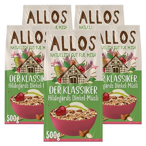Allos Der Klassiker Hildegards Dinkel-Müsli | Bio Müsli | Früchte Müsli | Haferflocken | Frühstückscerealien | vegan | 5er Pack (5 x 500g) von Allos