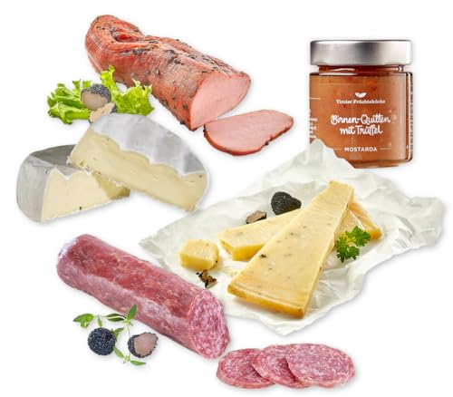 Almgourmet - Genießerset "Feine Trüffelvariation" - mit Filet, Käse, Salami und Soße - schwarzer Trüffel von Almgourmet