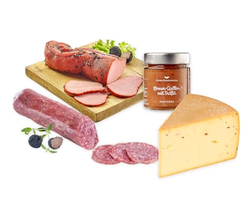 Almgourmet - Genießerset "Feine Trüffelvariation" - mit Filet, Käse, Salami und Soße - schwarzer Trüffel von Almgourmet