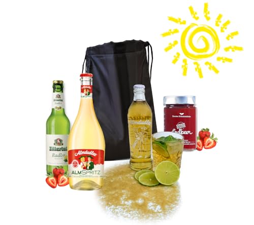 Almgourmet - Genusstasche "Sommerspaß" - praktische Kühltasche mit Spezialitäten aus den Bergen - mit Schüttelbrot und Getränken von Almgourmet