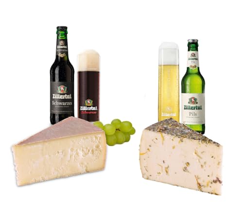 Almgourmet - Genussvariation "Käse und Bier, das rate ich dir" - Käseduo und Bierduo - harmonisch aufeinander abgestimmt - Delikatessen aus den Bergeb von Almgourmet