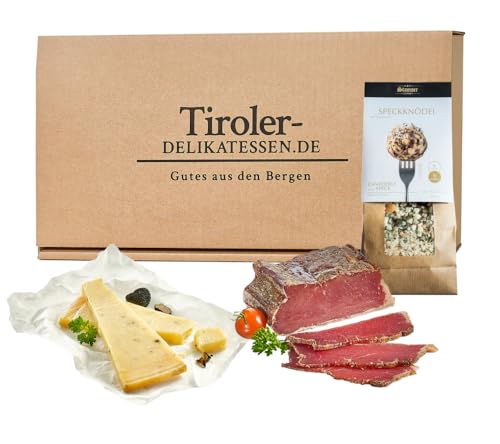 Almgourmet - Geschenkset "Echter Trüffeltraum" - mit 4 Köstlichkeiten und schwarzem Trüffel - Salami, Käse und Filet von Almgourmet