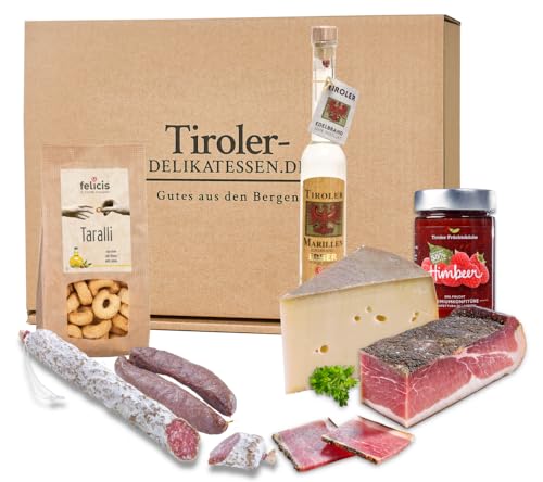 Almgourmet - Geschenkset "Jubiläum" - mit 7 Tiroler Delikatessen für den besonderen Anlass - u.a. Speck, Bergkäse und Konfitüre von Almgourmet