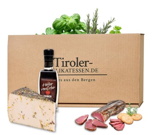 Almgourmet - Geschenkset "Köstliche Kräuter" - Delikatessen aus den Bergen - mit Filet, Käse und Schnaps von Almgourmet