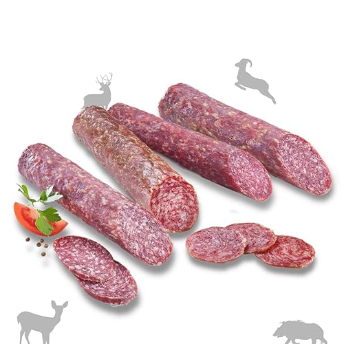 Almgourmet - Salamiset mit 4 luftgetrockneten Wildsalamis - Edelsalamis aus Südtirol - u.a. Mufflon und Wildschwein von Almgourmet