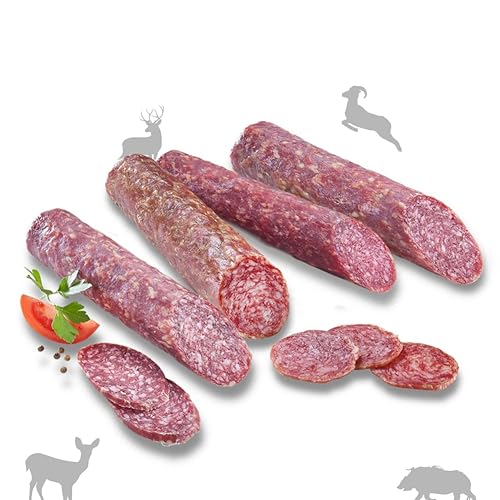 Almgourmet - Salamiset mit 4 luftgetrockneten Wildsalamis - Edelsalamis aus Südtirol - u.a. Mufflon und Wildschwein von Almgourmet