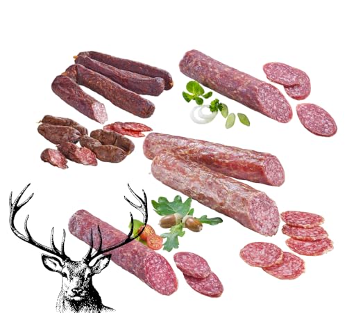 Almgourmet - Südtiroler Wild Wurst - Zusammenstellung aus 5 Spezialitäten - u.a. mit Hirschwurzen und Wildschweinsalami von Almgourmet