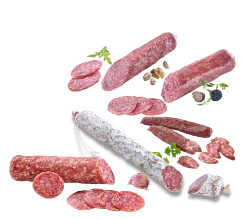 Almgourmet - Wurstspezialitäten mit 5 Produkten - Südtiroler Salamis und Wurzen - u.a. Trüffelsalami und scharfe Wurzen von Almgourmet