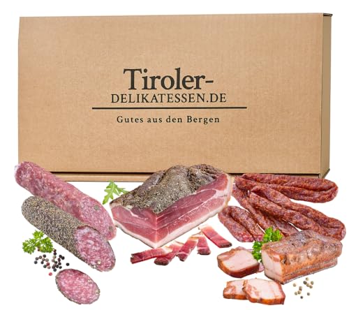 Schinken-Salami-Paket, Geschenkset "Deftig und Kräftig", mit 5 verschiedenen Produkten aus Tirol von Almgourmet