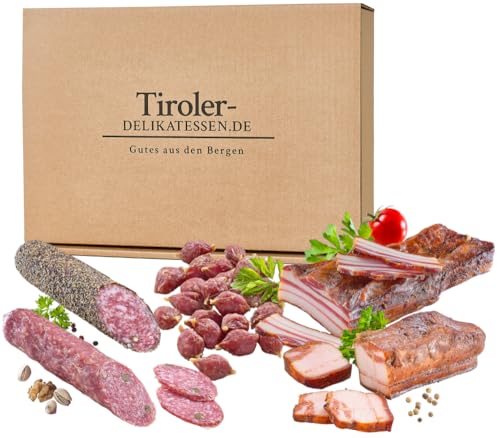 Schinken-Salami-Paket, Geschenkset "Deftig und Kräftig", mit 5 verschiedenen Produkten aus Tirol von Almgourmet