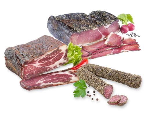 Almgourmets Kulinarische Themensets - Delikatessen aus Tirol und Südtirol - mit Salami, Speck und Käse (Themenset - Scharf) von Almgourmet