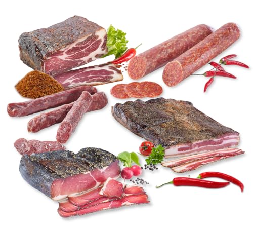 Wurzn - Salami - Schinken - Set "Scharfer Genuss" (1250g) von Almgourmet
