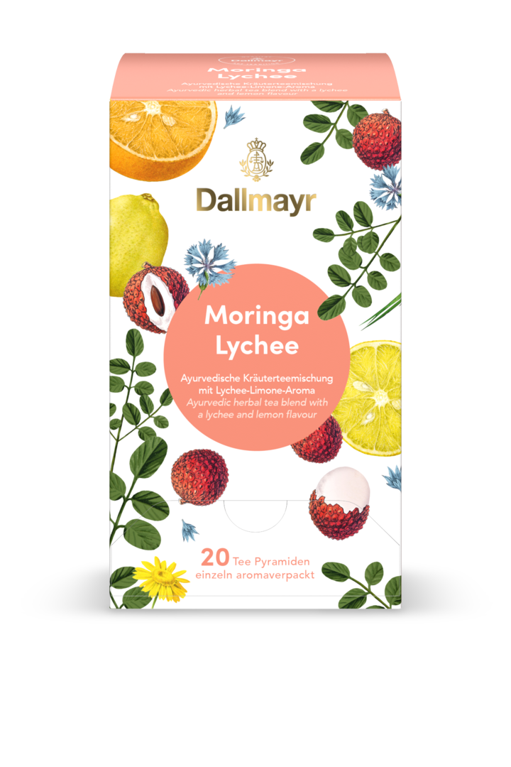 Moringa Lychee Ayurvedische Kräuterteemischung mit Zitrus-Lychee-Aroma von Alois Dallmayr Kaffee OHG