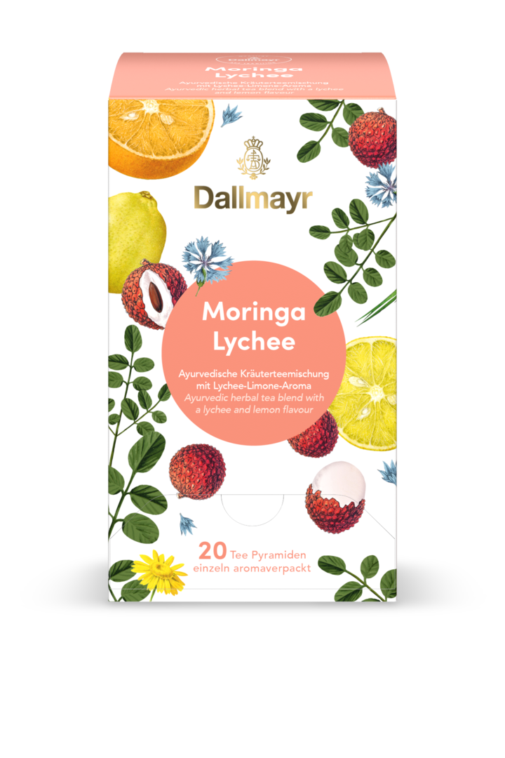 Moringa Lychee Ayurvedische Kräuterteemischung mit Zitrus-Lychee-Aroma von Alois Dallmayr Kaffee OHG