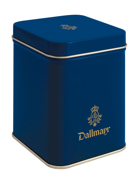 Teedose leer, dunkelblau Dallmayr Logo, Inhalt 100g von Alois Dallmayr Kaffee OHG