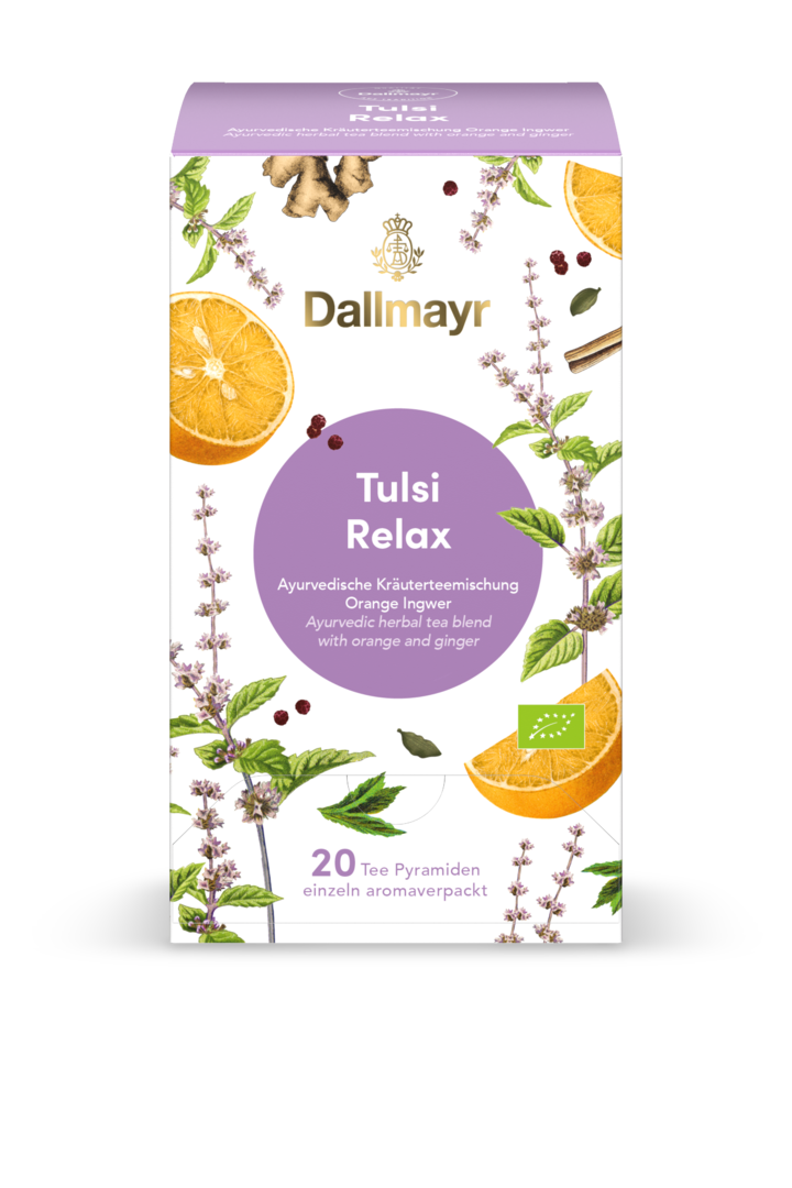Tulsi Relax Bio Ayurvedische Kräuterteemischung Orange - Ingwer von Alois Dallmayr Kaffee OHG