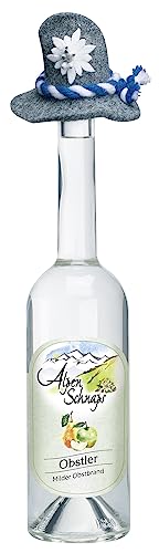 Alpenschnaps | Obstler | 38% vol. | 500 ml | Originelles Design: Flasche mit Filzhut | Fruchtig-mild mit Noten von Äpfel und Birnen | Steinbeisser | Traditioneller Obstschnaps von Alpenschnaps