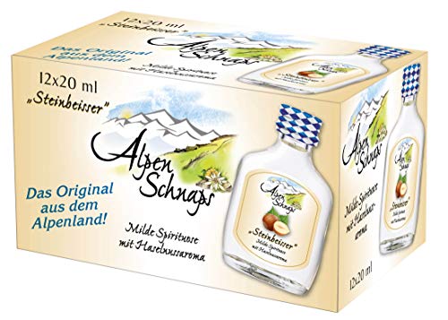 Alpenschnaps | Steinbeisser | 12 x 20ml | Haselnuss | pures Alpenglück im Glas von Alpenschnaps