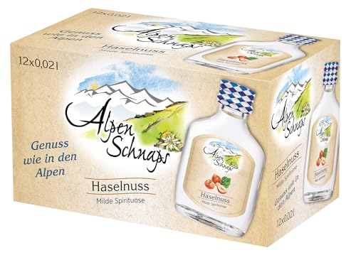 Alpenschnaps Steinbeisser Haselnuss (12 x 20 ml) – Milder, aromatischer Haselnussschnaps - Obstschnaps mit Rezeptur aus dem Alpenland – Schnaps für den Genuss nach dem Essen – 33 % Vol. von Alpenschnaps