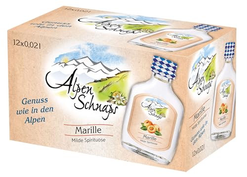 Alpenschnaps Steinbeisser Marille (12 x 20 ml) – Milder, aromatischer Marillenschnaps – Obstschnaps mit Rezeptur aus dem Alpenland – Schnaps für den Genuss nach dem Essen – 35 % Vol. von Alpenschnaps