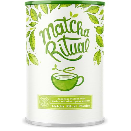 Matcha Pulver - 210g - Matcha Latte - Feinster heiliger japanischer Zeremonien-Matcha ergänzt mit Kokosmilch, Weizengras und Gerstengras von Alpha Foods