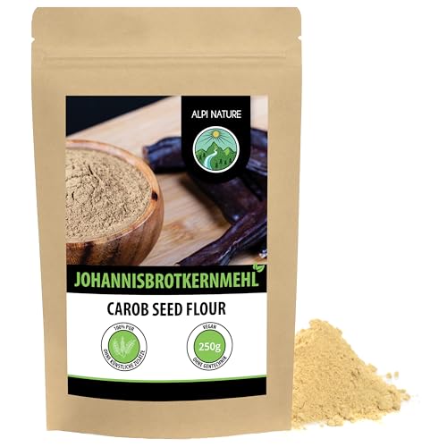 Alpi Nature Johannisbrotkernmehl (250g), Johannisbrotkernpulver hell als Stärke geeignet, naturrein und vegan, schonend getrocknet und gemahlen, Johannisbrotkern Pulver von Alpi Nature