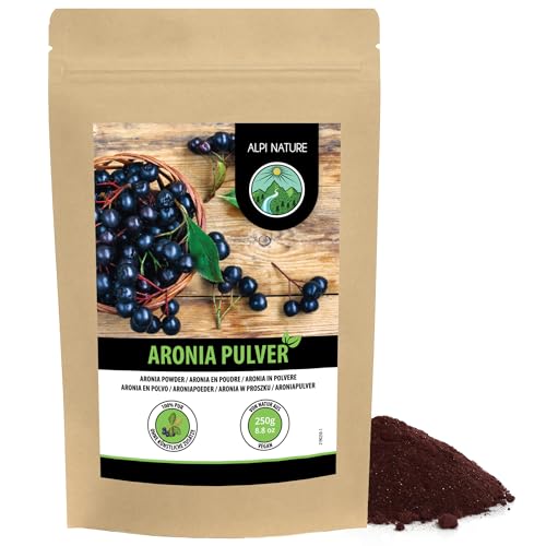 Aroniapulver (250g), Aronia gemahlen 100% naturrein, Aronia Pulver, vegan, Aroniabeeren schonend gemahlen, natürlich ohne Zusätze von Alpi Nature