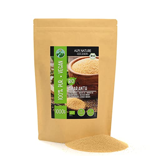 Amaranth BIO 1kg von Alpi Nature, ganze und rohe Amaranth Samen, ungesüßte Amaranthe, glutenfrei von Alpi Nature