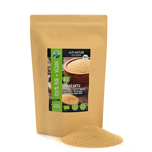 BIO Amaranth (500g), Amarant aus kontrolliert biologischem Anbau, glutenfrei, laktosefrei, laborgeprüft, vegan, 100% naturrein ohne Zusätze, Topping für Müsli und Frühstücksbrei von Alpi Nature